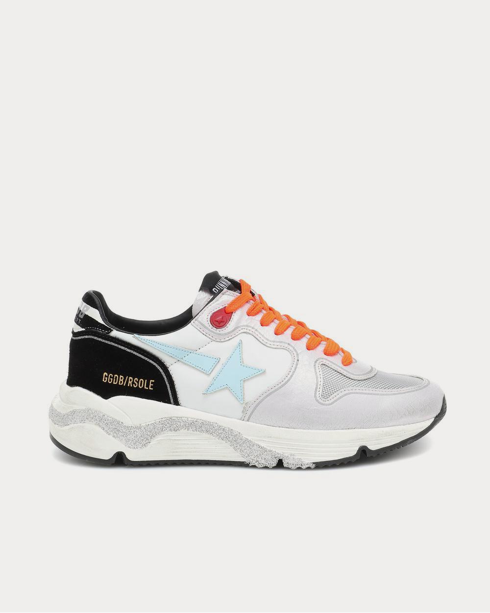 Golden Goose Running Sole — Blanc / Argent / Lacets orange