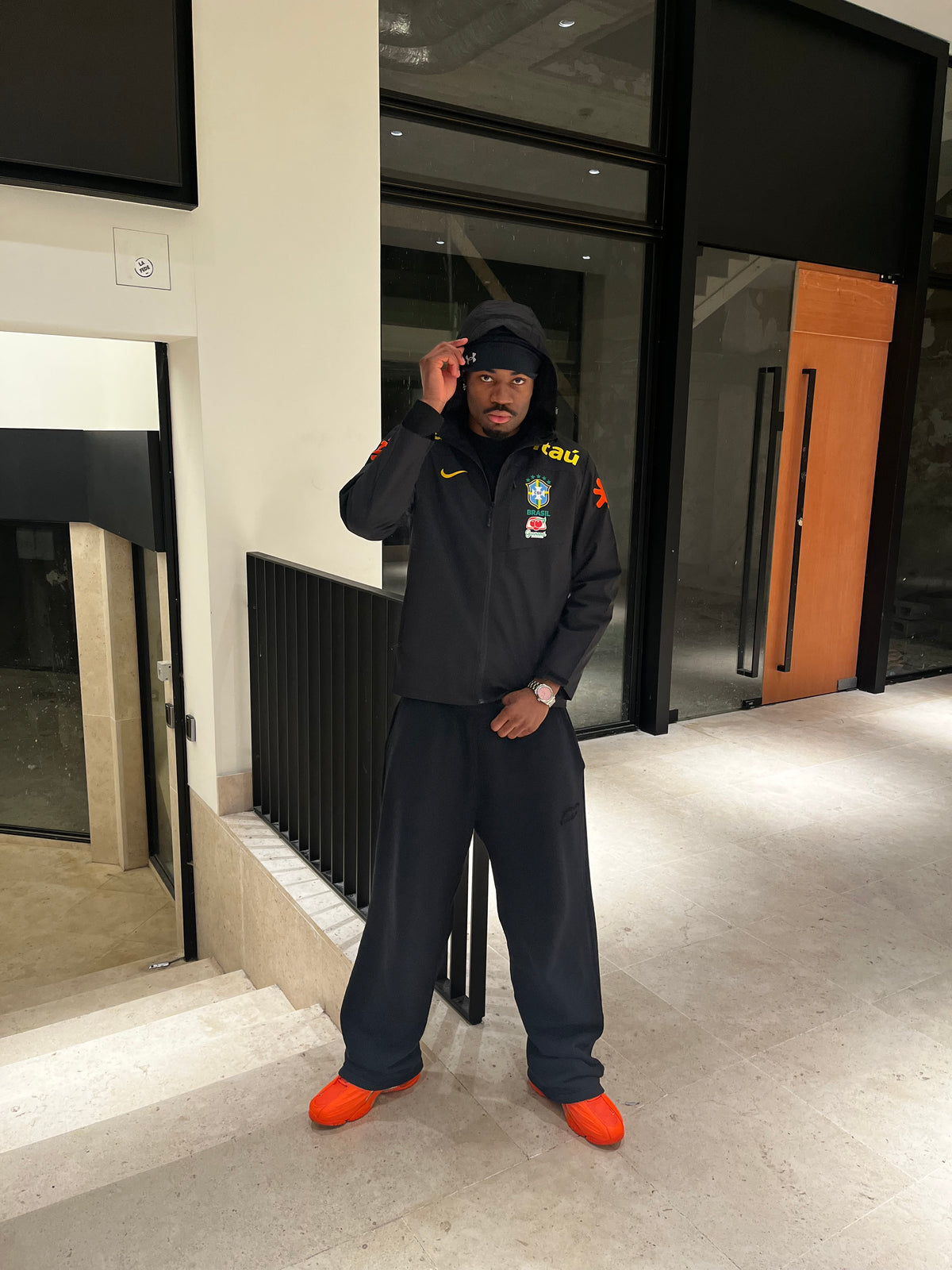 Nike Brésil CBF veste coupe-vent noir - portée