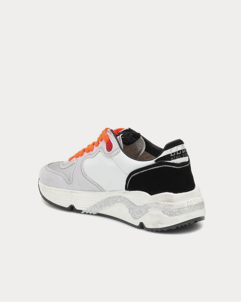 Golden Goose Running Sole — Blanc / Argent / Lacets orange