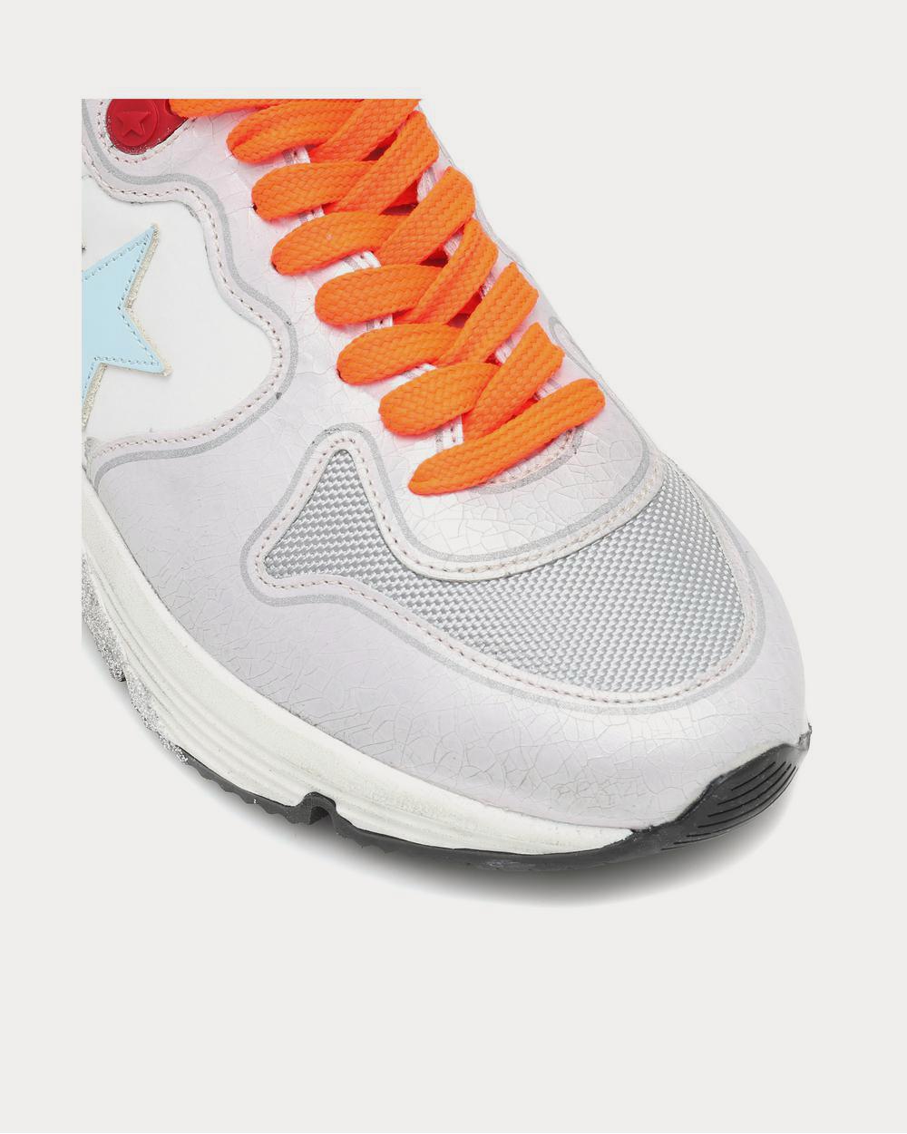 Golden Goose Running Sole — Blanc / Argent / Lacets orange