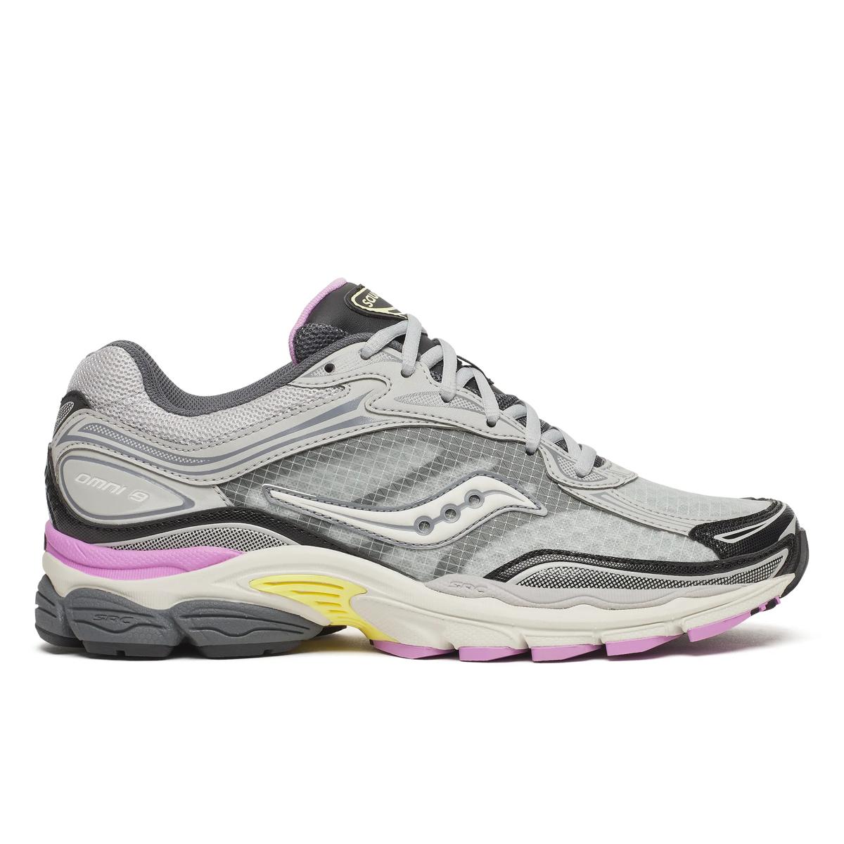 Saucony ProGrid Omni 9 — Gris / Lilas / Jaune
