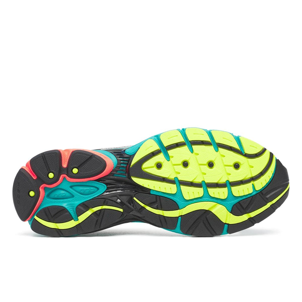 Saucony ProGrid Omni 9 — Argent / Sarcelle / Jaune fluo