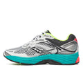 Saucony ProGrid Omni 9 — Argent / Sarcelle / Jaune fluo