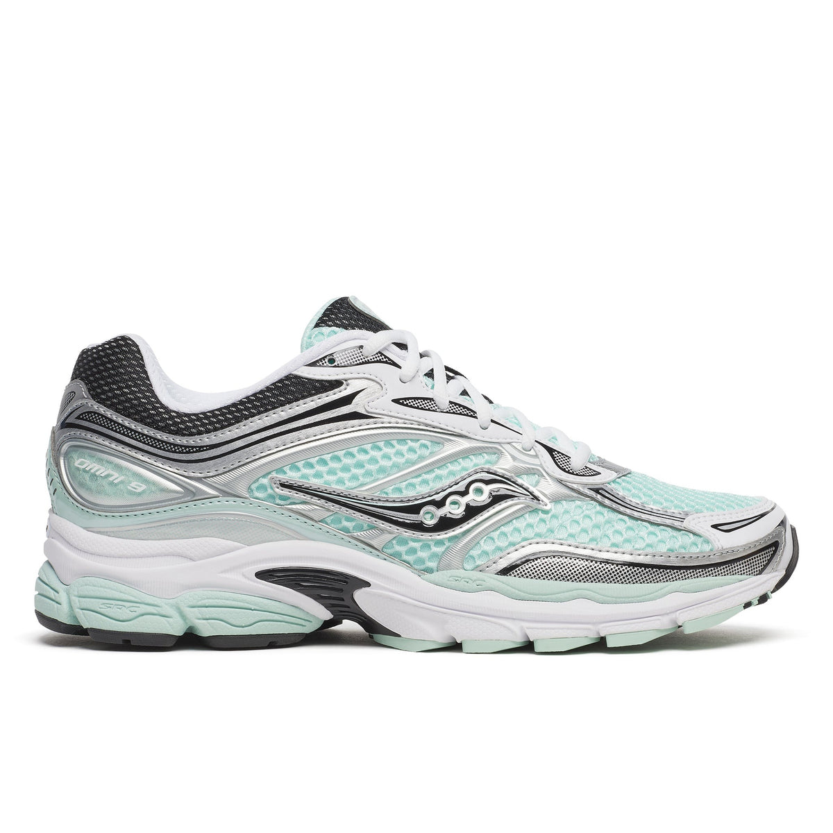 Saucony ProGrid Omni 9 — Blanc / Menthe — vue de profil
